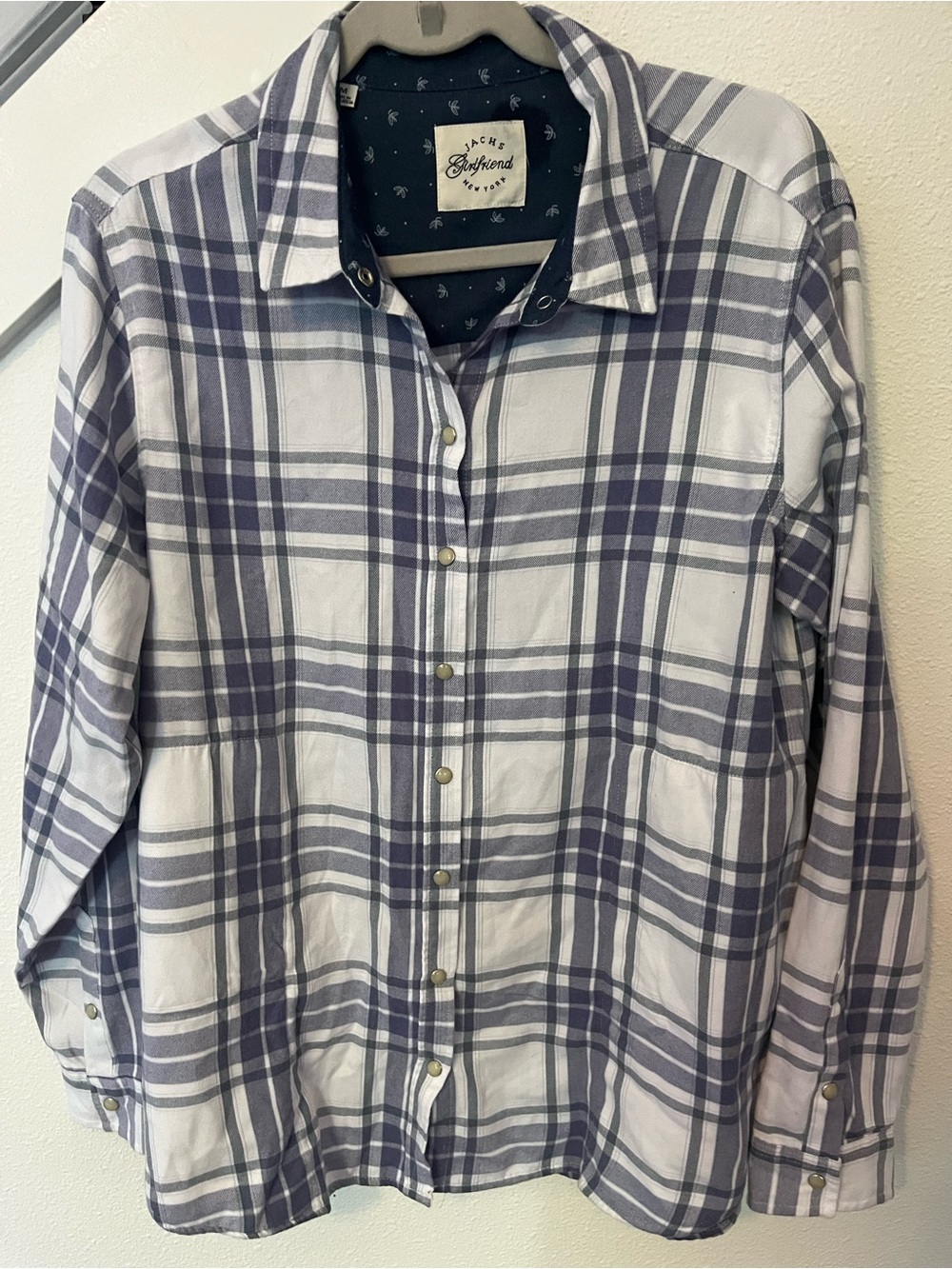 Jachs Plaid Button-Down Shirt in White and Gray